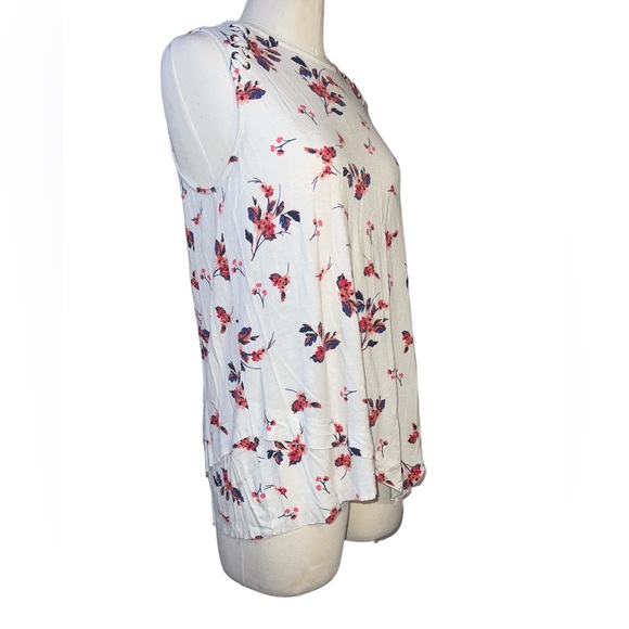 MAURICES | ASYMMETRICAL FLORAL SLEEVELESS CREW NECK TOP WOMENS SZ SMALL - Picture 5 of 7